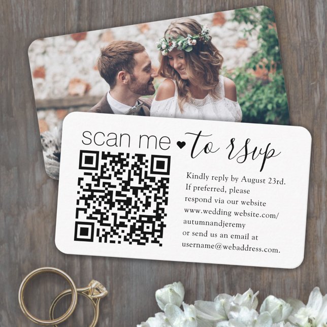 Carte D'accompagnement Site Web de Mariage avec Réponse par QR Code et Ph (Créateur téléchargé)