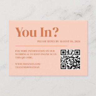 Carte D'accompagnement Site Web de Mariage Bohème Rétro Abricot Orange
