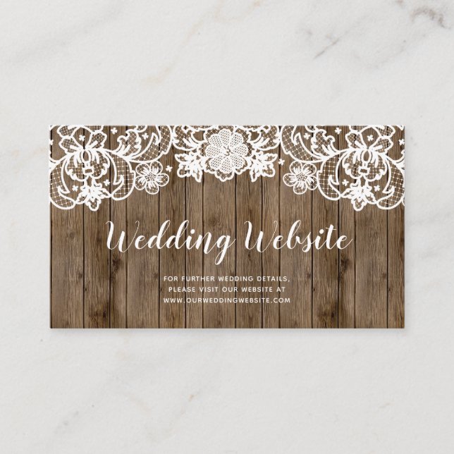 Carte D'accompagnement Site Web de Mariage Calligraphié avec Bois de Gran (Devant)