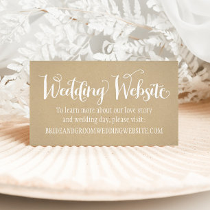 Carte D'accompagnement Site Web de Mariage Calligraphié Kraft Rustique