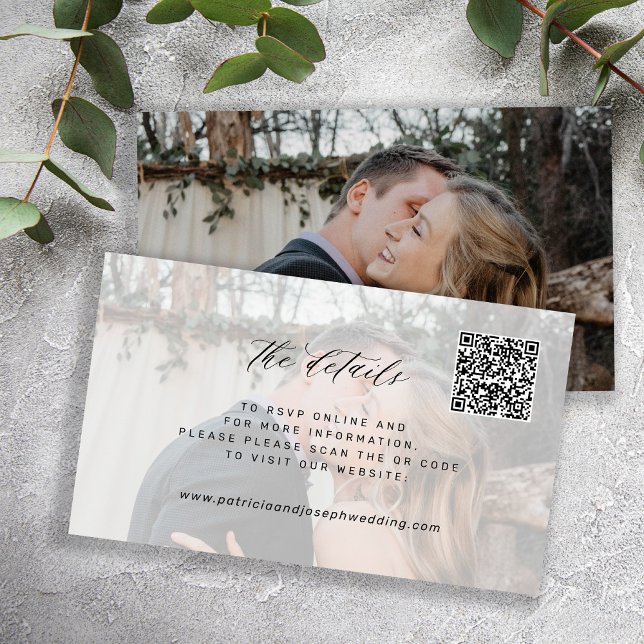 Carte D'accompagnement Site web de mariage CODE QR détails de photo minim (Créateur téléchargé)