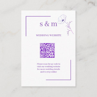 Carte D'accompagnement Site Web de Mariage Code QR Ligne Violette Moderne