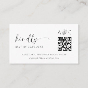 Carte D'accompagnement Site Web de Mariage Code QR Minimaliste RSVP à Pet