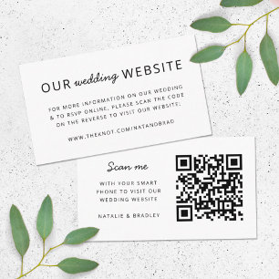 Carte D'accompagnement Site Web de Mariage Code QR Propre Simple Minima