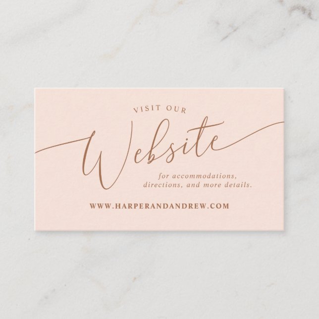 Carte D'accompagnement Site Web de Mariage de couleur rose pâle (Devant)