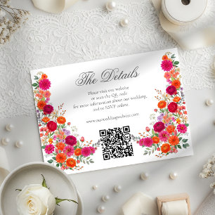 Carte D'accompagnement Site Web de Mariage de Jardin Floral Rose & Orange