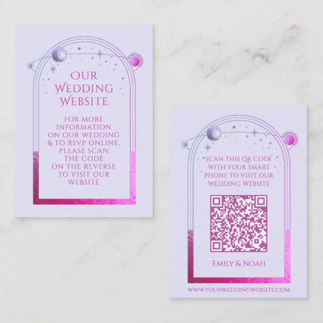Carte D'accompagnement Site Web de Mariage de Lavande mystique RSVP QR Co (Devant / Derrière)