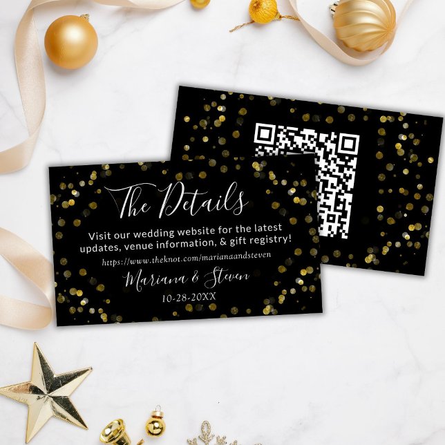 Carte D'accompagnement Site Web de Mariage de Noël Noir Or (Créateur téléchargé)