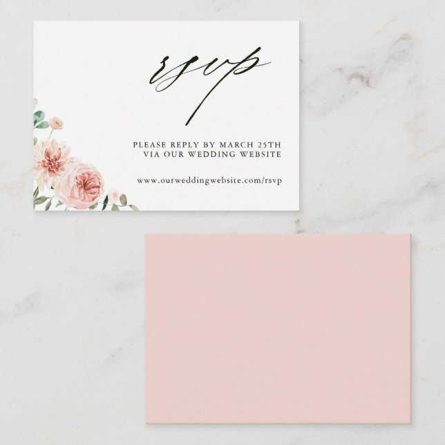 Carte D'accompagnement Site Web de mariage du jardin botanique floral RSV (Devant / Derrière)