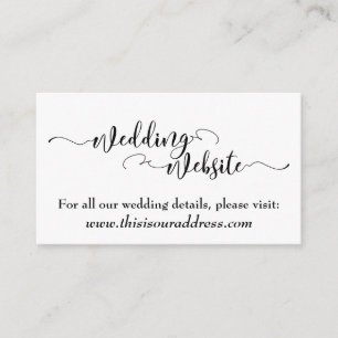 Carte D'accompagnement Site Web de Mariage Écriture Noire sur Fond Blan