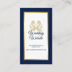 Carte D'accompagnement Site Web de Mariage Élégant Hippocampes Bleu Nuit 