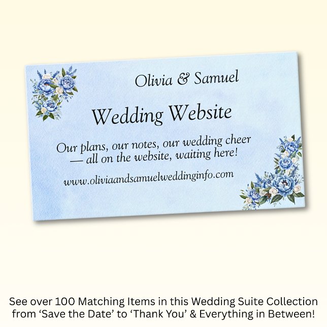 Carte D'accompagnement Site Web de Mariage - Ensemble Bleu Pivoine (Créateur téléchargé)