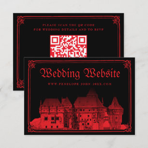 Carte D'accompagnement Site Web de Mariage Gothique Château Bordure Noir 