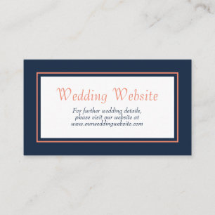 Carte D'accompagnement Site Web de Mariage Minimaliste Moderne Bleu Nuit 