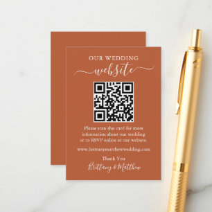 Carte D'accompagnement Site Web de Mariage Minimaliste Simple QR Terracot