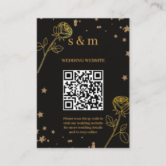 Carte D'accompagnement Site Web de Mariage Moderne avec Code QR et Feuill