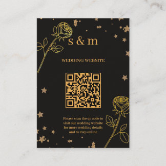 Carte D'accompagnement Site Web de Mariage Moderne avec Code QR et Feuill