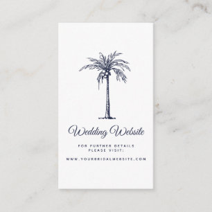 Carte D'accompagnement Site Web de Mariage Moderne Palm Beach Bleu Nuit