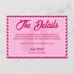 Carte D'accompagnement Site Web de Mariage Moderne Rayure Chevron Rose Pâ