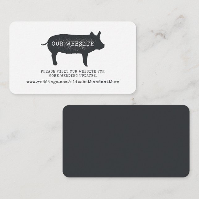 Carte D'accompagnement Site Web de Mariage Moderne Rustique de Ferme de C (Devant / Derrière)