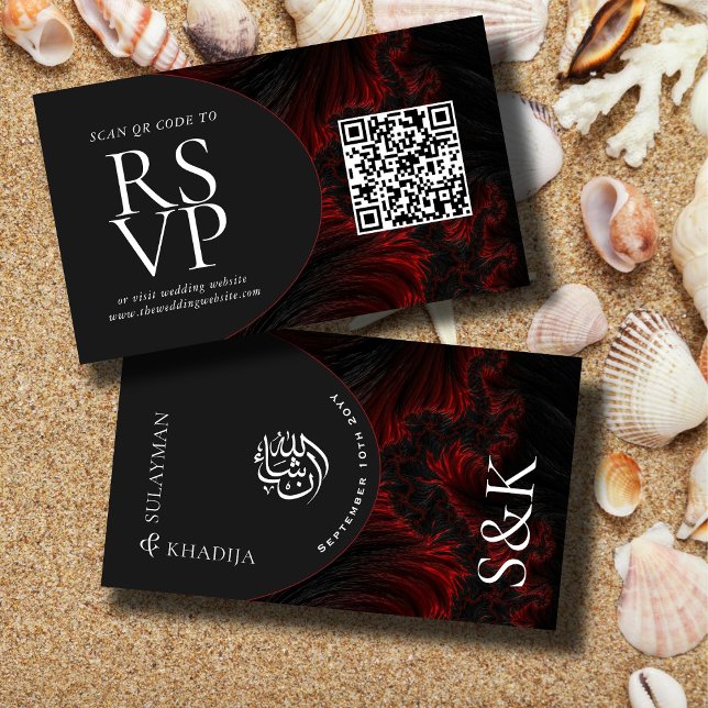 Carte D'accompagnement Site Web de Mariage Musulman avec Code QR Élégant  (Créateur téléchargé)