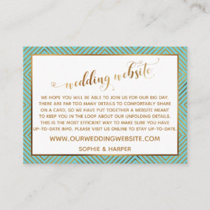 Carte D'accompagnement Site Web de Mariage Script Cœur Diamant Turquoise