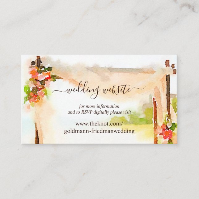 Carte D'accompagnement Site Web de Mariage sous la Chuppah RSVP (Devant)
