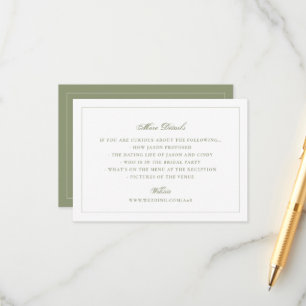 Carte D'accompagnement Site Web de Mariage Vert Traditionnel de la Mousse