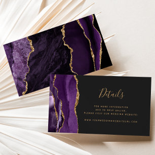 Carte D'accompagnement Site Web de Mariage Violet Agate Doré Budget Sombr