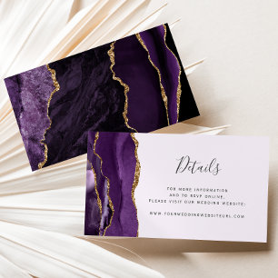 Carte D'accompagnement Site Web de Mariage Violet Agate Or Budget Lavande