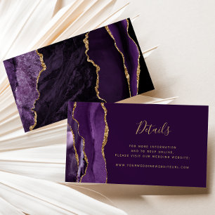 Carte D'accompagnement Site Web de Mariage Violet Bouquet Agate Prune Bud