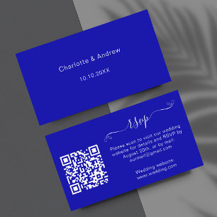 Carte D'accompagnement Site web de réponse du mariage royal bleu code QR 