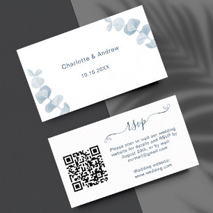 Carte D'accompagnement Site web de réponse mariage bleu blanc code QR RSV