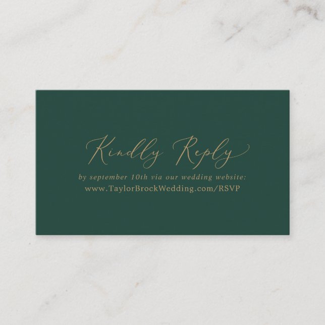 Carte D'accompagnement Site Web Delicy Gold et Green Mariage RSVP (Devant)