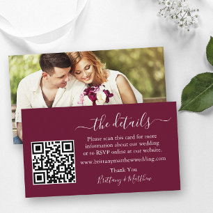 Carte D'accompagnement Site Web Détails Mariage QR Photo Bordeaux