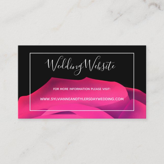 Carte D'accompagnement Site Web du Mariage Abstrait en rose noir (Devant)