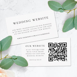 Carte D'accompagnement Site Web du Mariage   Code QR RSVP Élégant Chic
