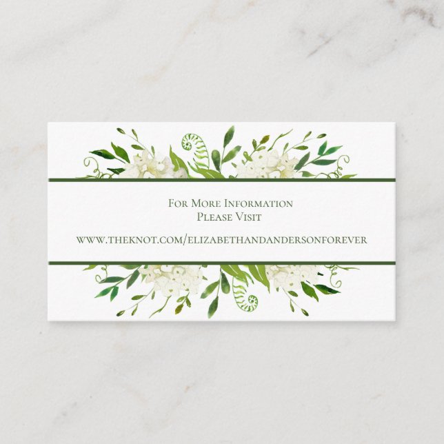 Carte D'accompagnement Site Web du Mariage d'aquarelle Florale Hydrangea  (Devant)