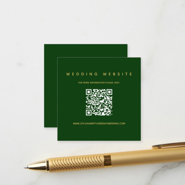Carte D'accompagnement Site Web du Mariage de code QR (Devant/Arrière en situation)
