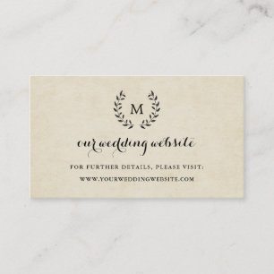 Carte D'accompagnement Site Web du Mariage de la couronne de style vintag