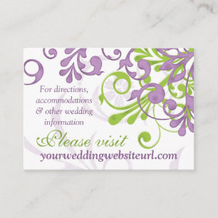 Carte D'accompagnement Site Web du Mariage Floral Blanc Vert Violet Insér