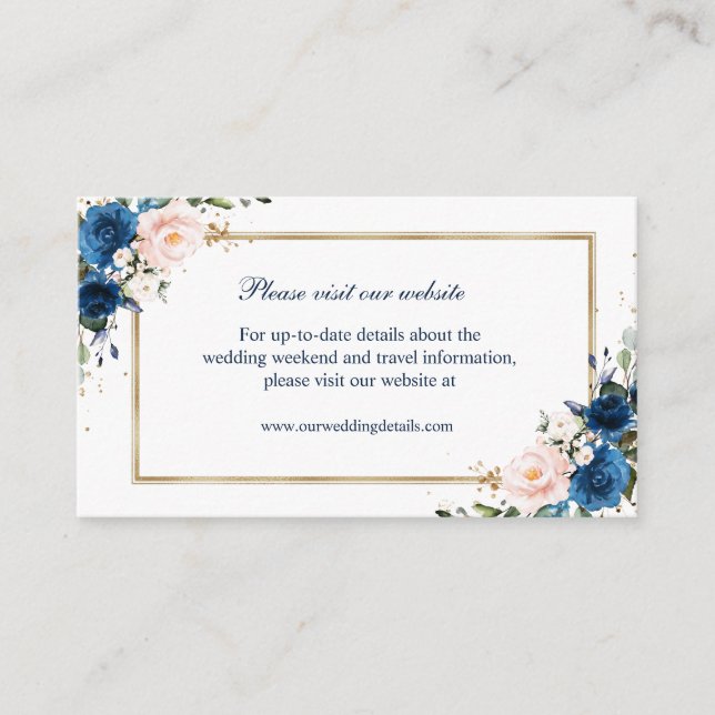 Carte D'accompagnement Site Web du Mariage géométrique bleu bleu bleu ble (Devant)