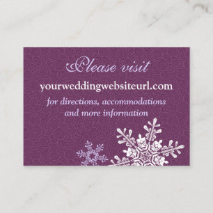 Carte D'accompagnement Site Web du Mariage Purple White Snowflake Insérer