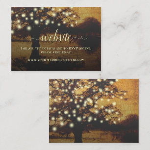 Carte D'accompagnement Site Web du Mariage Rustic Parchment Tree & Lights