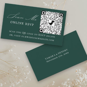 Carte D'accompagnement Site Web en ligne RSVP QR Code Emerald Mariage