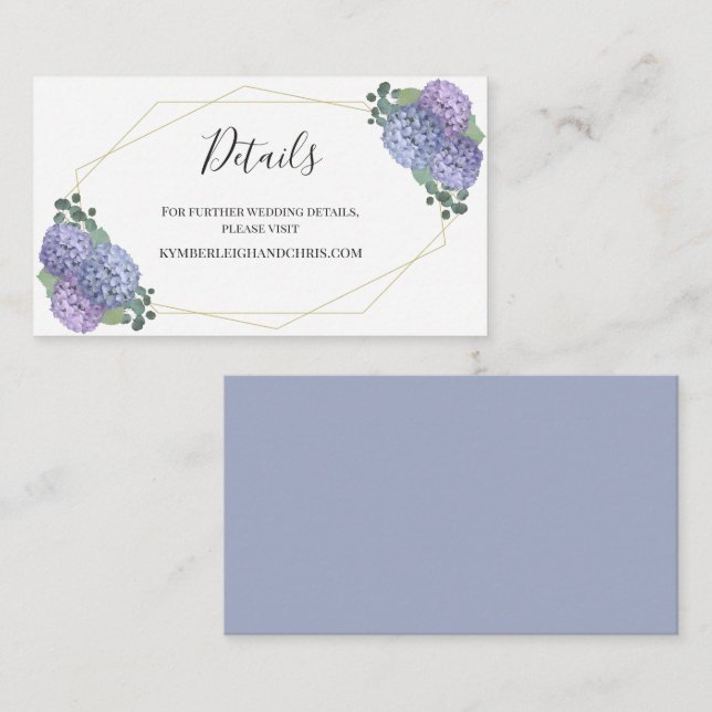 Carte D'accompagnement Site Web Mariage de Boho Geometry Dusty Blue Flora (Devant / Derrière)