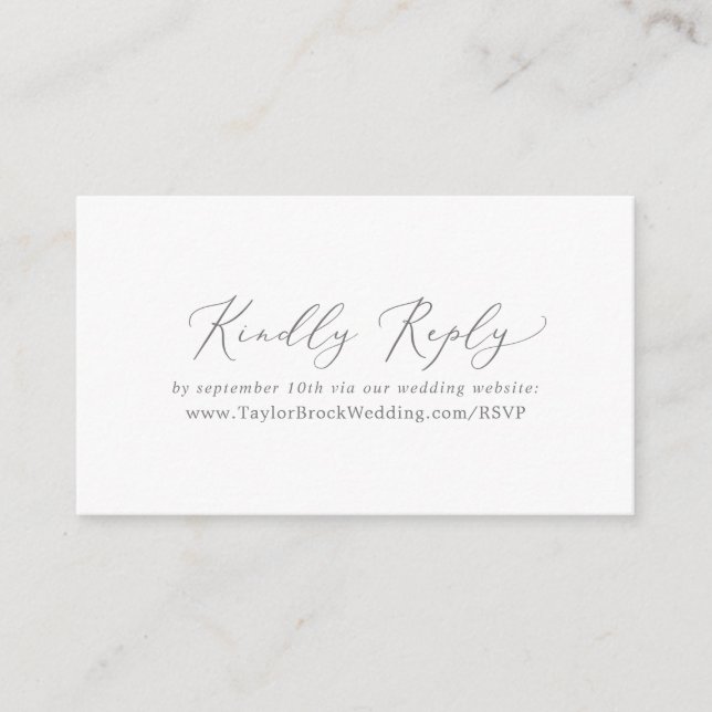 Carte D'accompagnement Site Web Mariage de calligraphie argentée Delicic  (Devant)