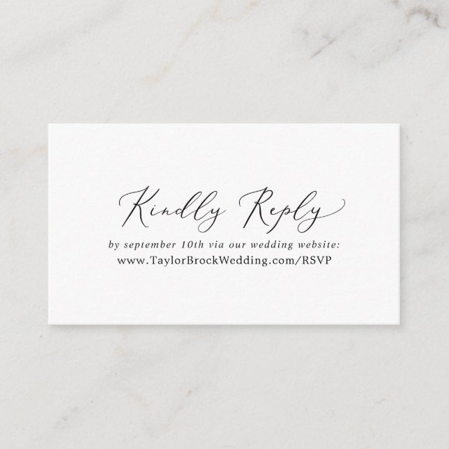 Carte D'accompagnement Site Web Mariage de calligraphie noire Delicic RSV (Devant)