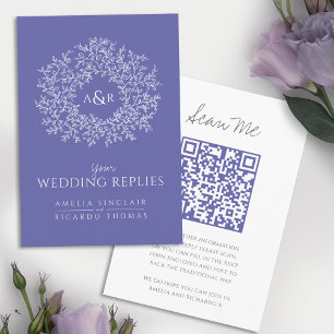 Carte D'accompagnement Site Web mariage de code QR monogramme bleu scanne