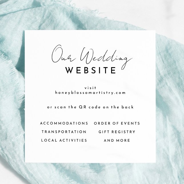 Carte D'accompagnement Site Web Mariage de script moderne blanc Code QR (Créateur téléchargé)